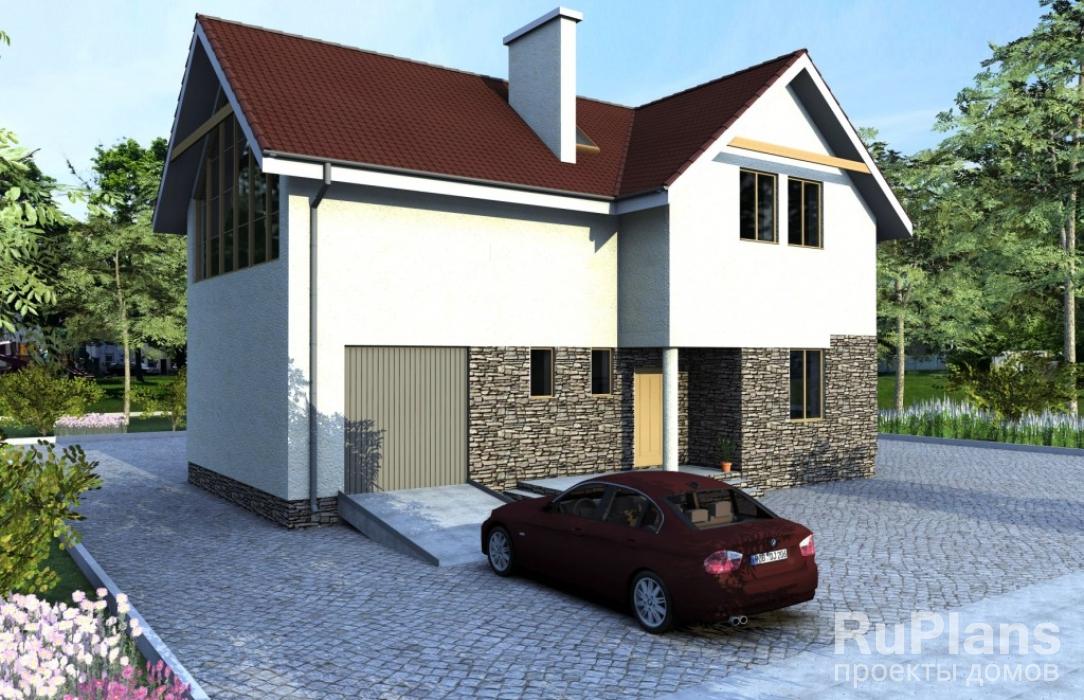Rg1596 - Дом с мансардой, гаражом, террасой и верандой