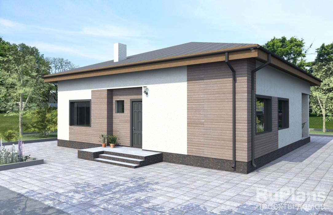 Одноэтажный дом с террасой Rg3230z (Зеркальная версия) - Вид1