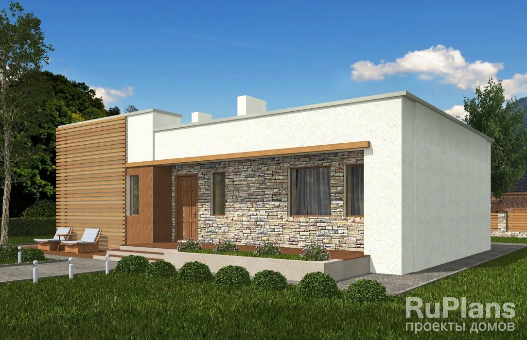 Одноэтажный дом с террасой Rg3233z (Зеркальная версия) - Вид1