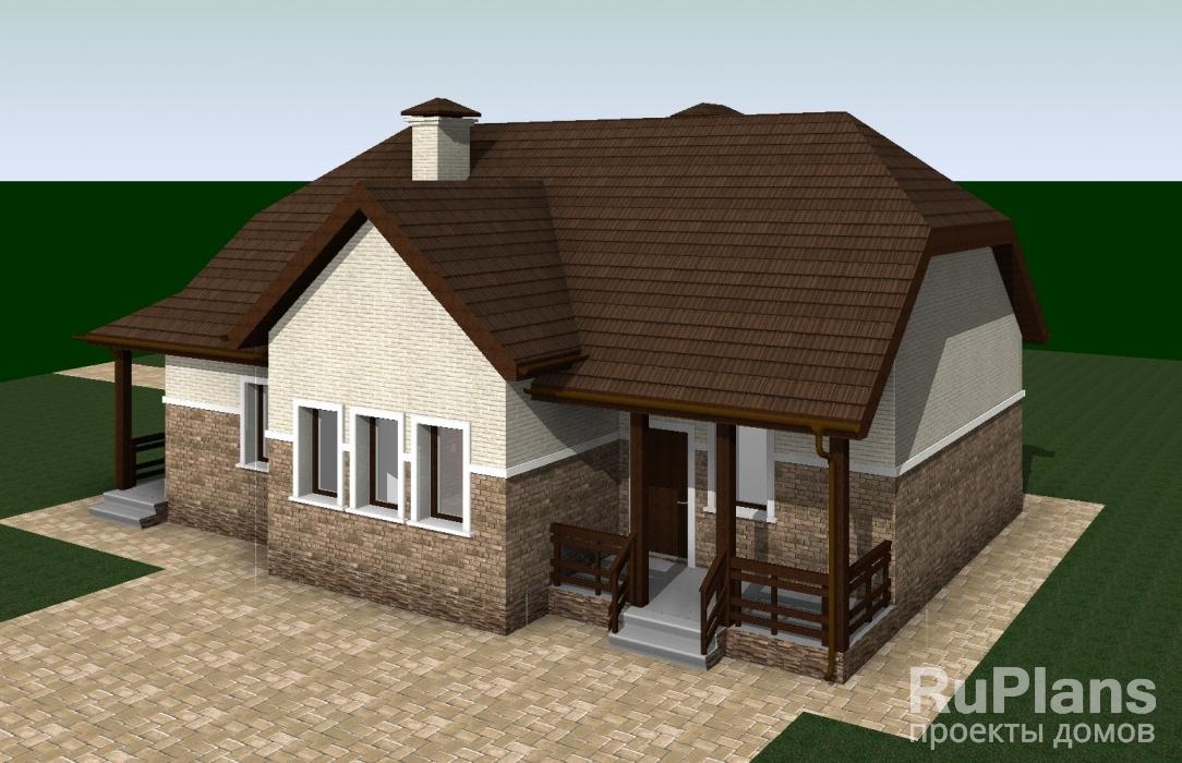 Одноэтажный дом с террасой Rg3250z (Зеркальная версия) - Вид1
