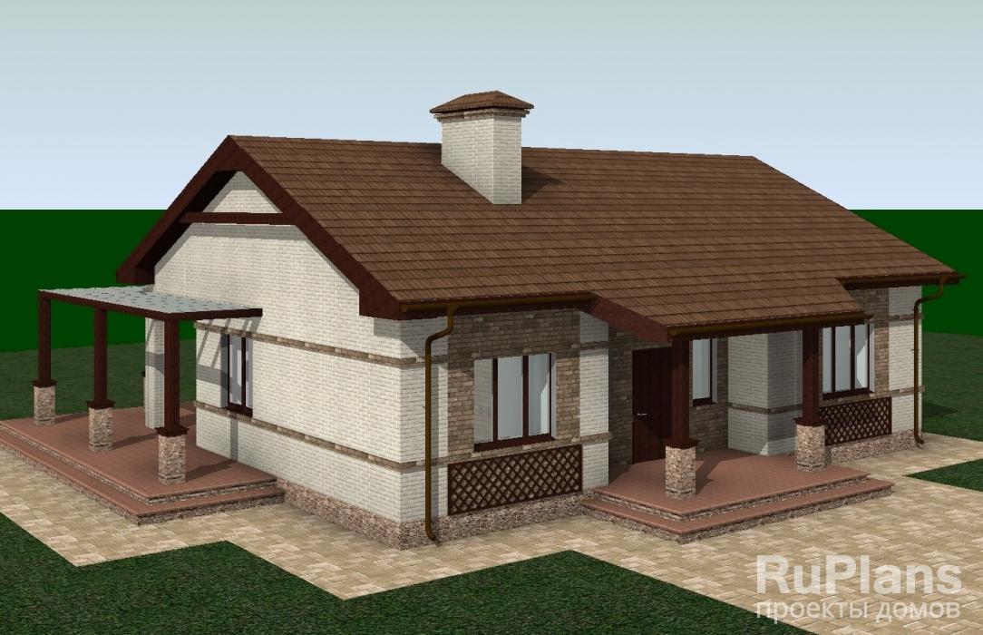 Одноэтажный дом с террасой Rg3252z (Зеркальная версия) - Вид1