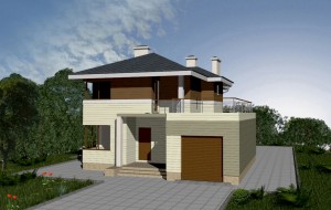 Проект комфортного коттеджа с балконом и террасой Rg3443