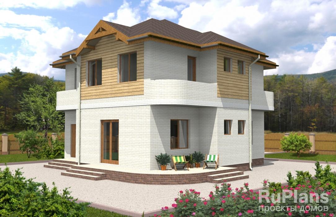 Проект двухэтажного дома с террасой Rg3456z (Зеркальная версия) - Вид1
