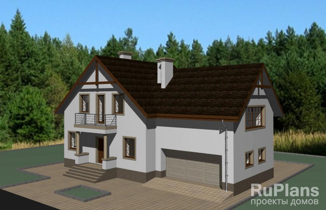 Проект одноэтажного дома с мансардой Rg3676z (Зеркальная версия) - Вид1