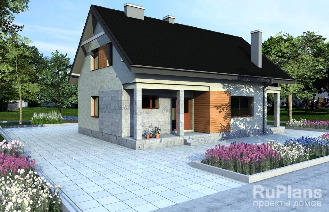 Одноэтажный дом с мансардой Rg3852 - Вид1