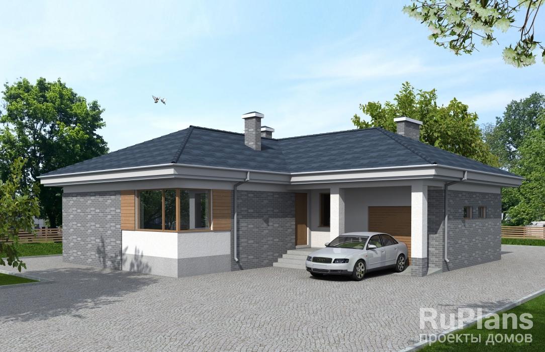 Проект одноэтажного дома с гаражом Rg3924 - Вид1