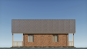 Эскизный проект одноэтажного гостевого дома с террасой и облицовкой кирпичем Rg3940 Фасад2