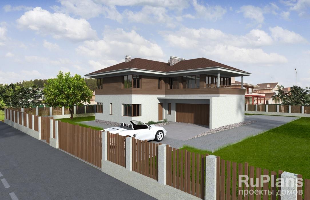 Проект двухэтажного дома с гаражом Rg3961z (Зеркальная версия) - Вид1