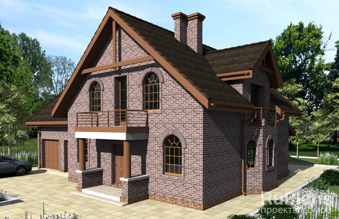 Проект индивидуального одноэтажного жилого дома с мансардой и гаражом Rg4010z (Зеркальная версия) - Вид1