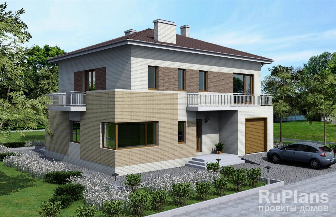 Проект двухэтажного дома с гаражом Rg4783z (Зеркальная версия) - Вид1