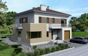 Проект двухэтажного дома с гаражом Rg4783