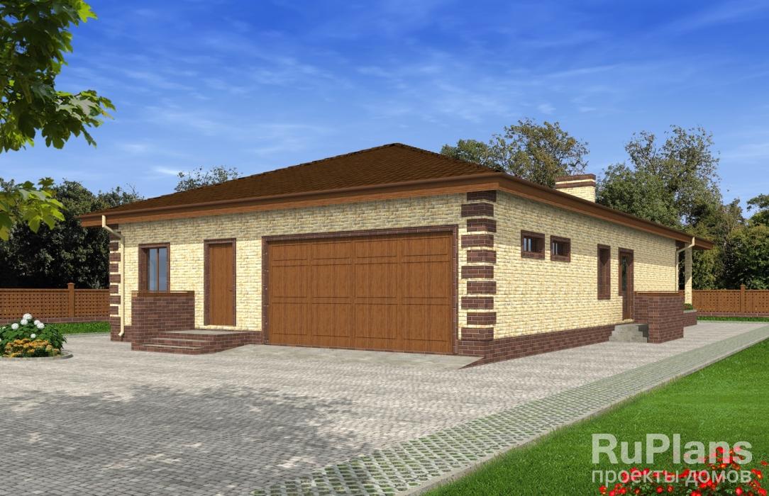 Проект одноэтажного дома с гаражом Rg4825z (Зеркальная версия) - Вид1