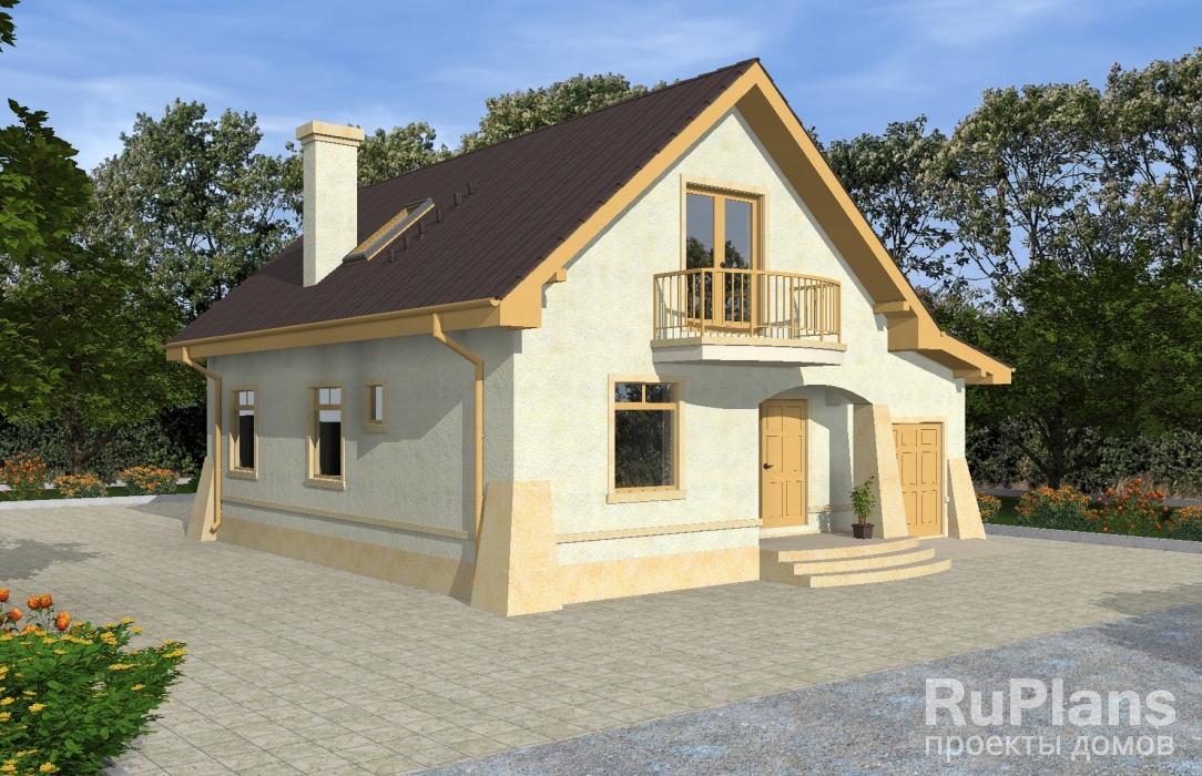 Проект одноэтажного дома с мансардой и гаражом Rg4833z (Зеркальная версия) - Вид1