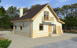 Проект одноэтажного дома с мансардой и гаражом Rg4833