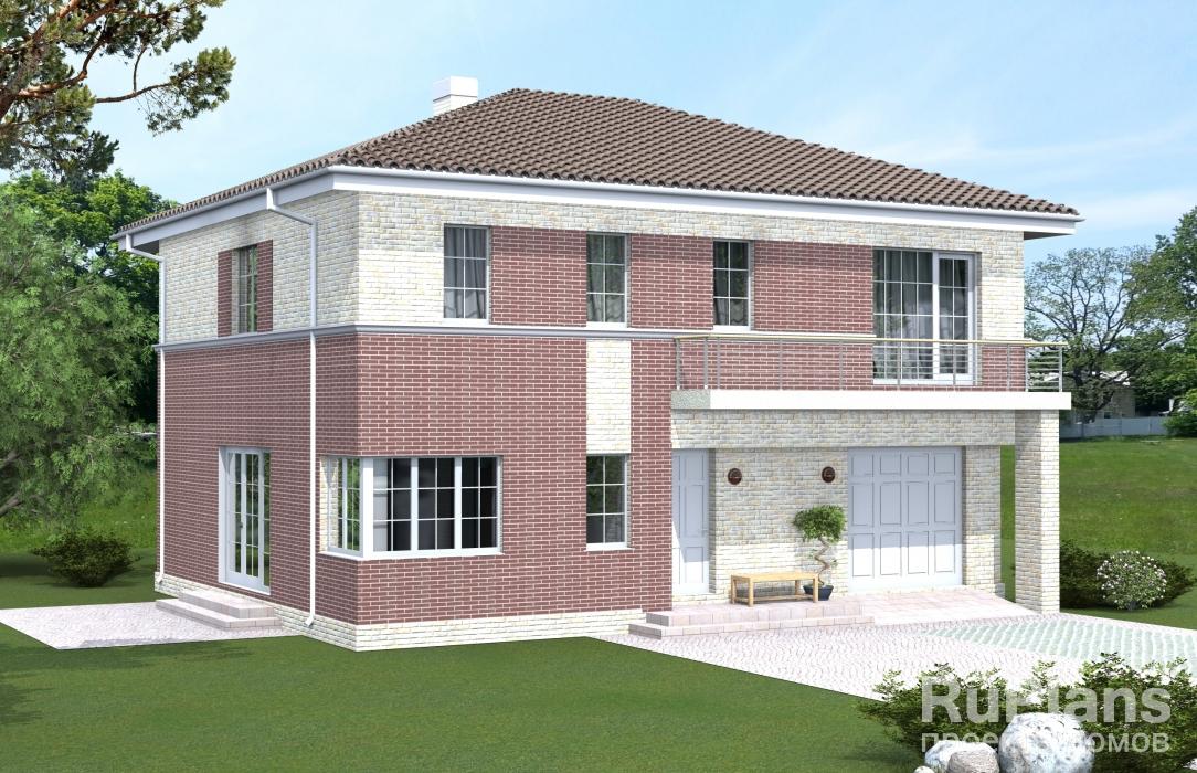 Проект индивидуального двухэтажного жилого дома с подвалом Rg4839z (Зеркальная версия) - Вид1