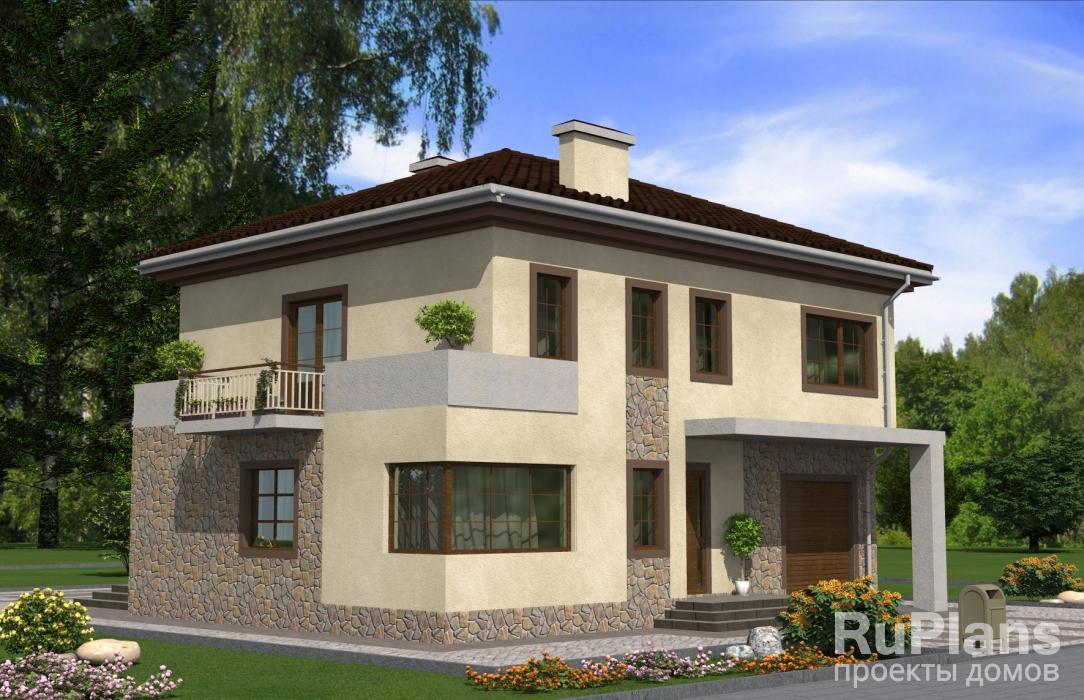 Проект двухэтажного дома с гаражом Rg4852z (Зеркальная версия) - Вид1