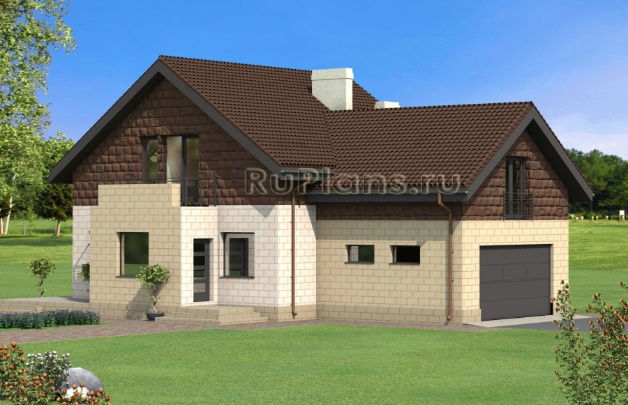 Проект одноэтажного дома с мансардой Rg4885 - Вид1