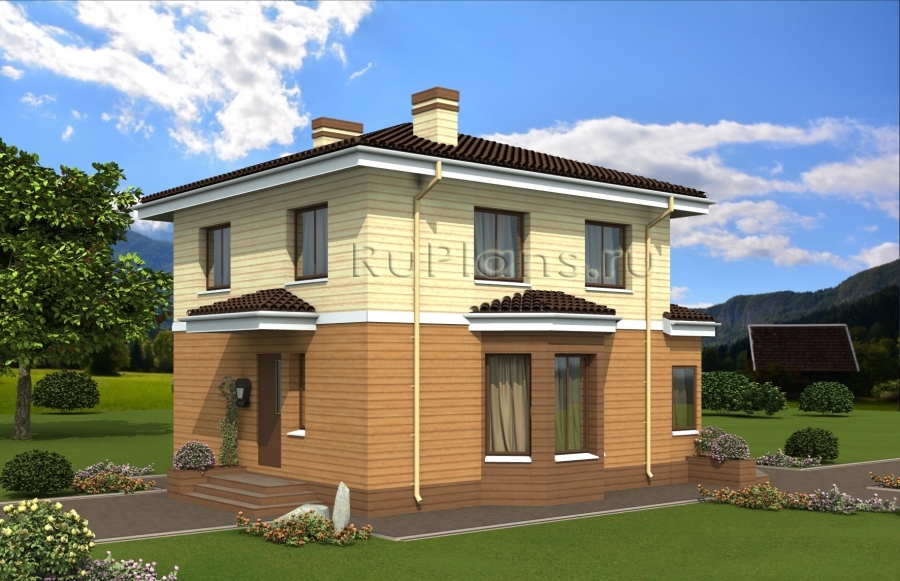 Проект двухэтажного дома с эркером Rg4895z (Зеркальная версия) - Вид1