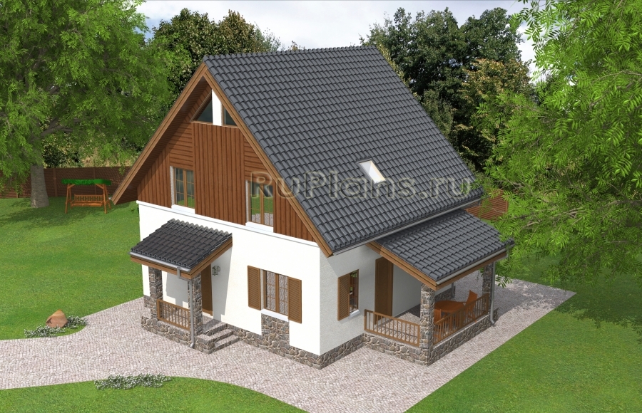Проект одноэтажного дома с мансардой Rg4898z (Зеркальная версия) - Вид1