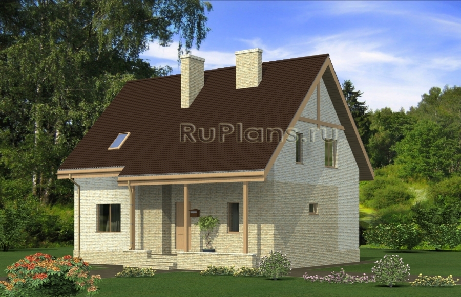 Rg4954 - Дом с мансардой и крытой террасой