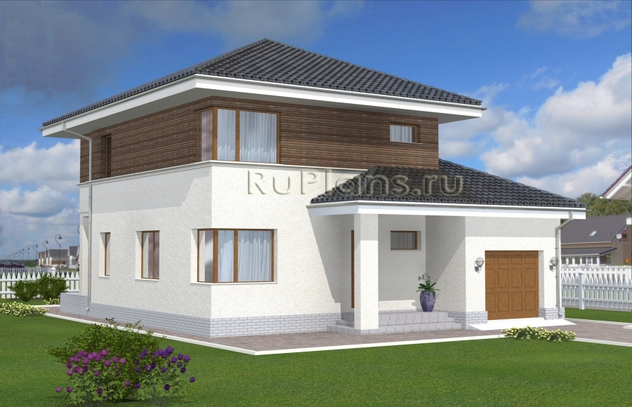 Проект двухэтажного дома с угловыми окнами Rg4955z (Зеркальная версия) - Вид1
