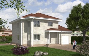 Проект двухэтажного дома с широкой террасой Rg4959
