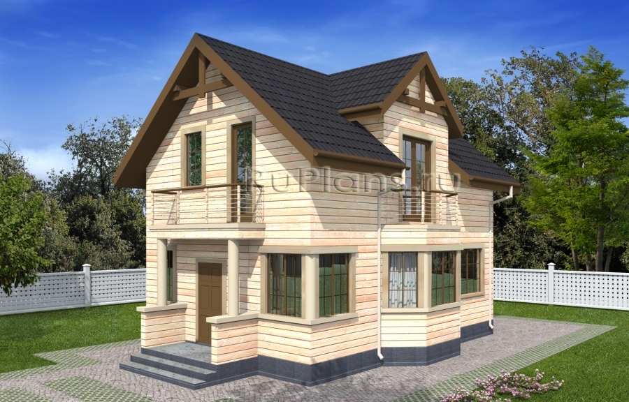 Проект одноэтажного дома с мансардой и эркером Rg4960z (Зеркальная версия) - Вид1