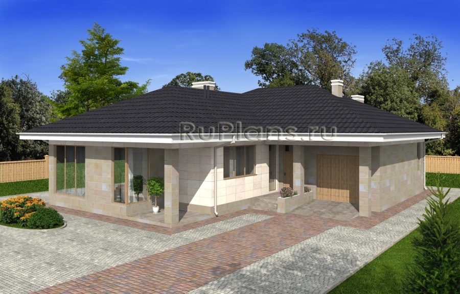 Проект одноэтажного дома с подвалом и террасой Rg4961z (Зеркальная версия) - Вид1