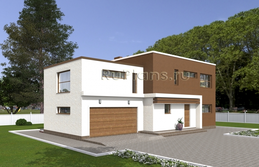 Проект индивидуального двухэтажного жилого дома в стиле минимализм Rg4994 - Вид1