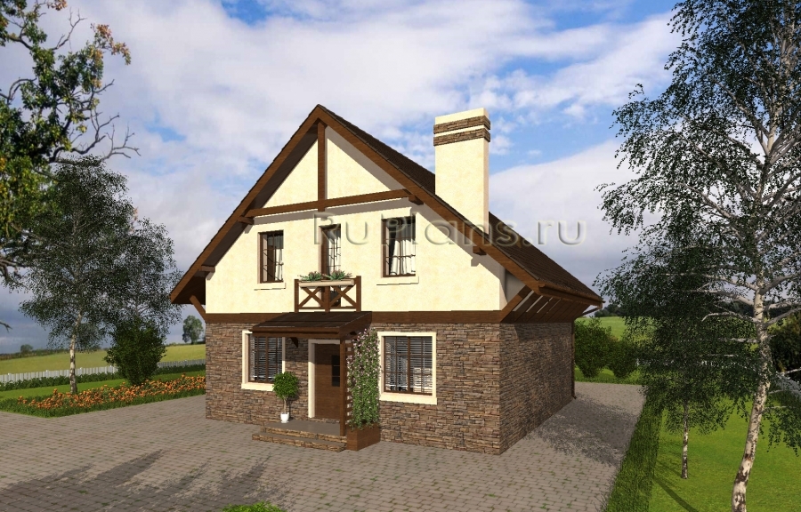 Проект уютного дома с мансардой в немецком стиле Rg5007z (Зеркальная версия) - Вид1