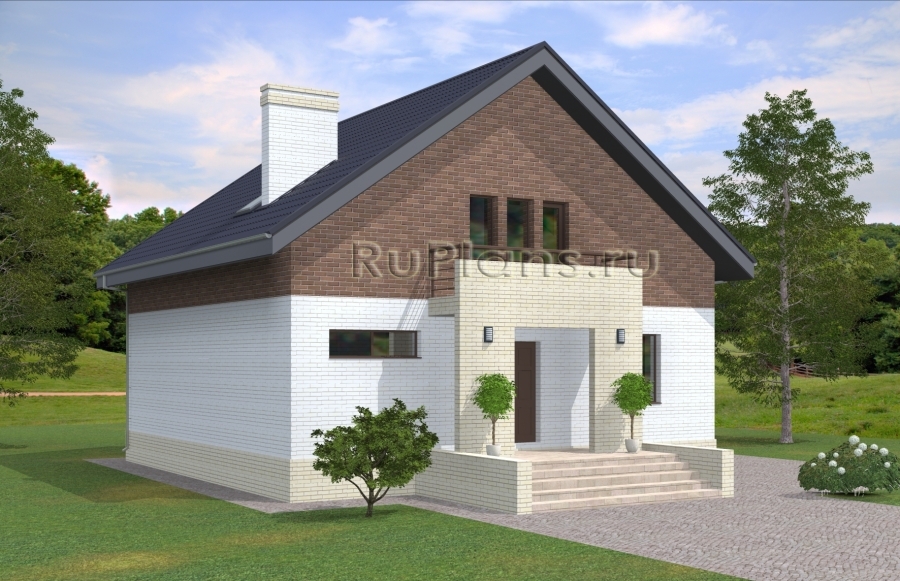 Проект недорогого одноэтажного дома с мансардой Rg5010z (Зеркальная версия) - Вид1