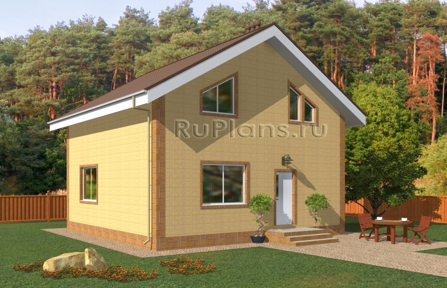 Проект небольшого одноэтажного дома с мансардой Rg5022 - Вид1