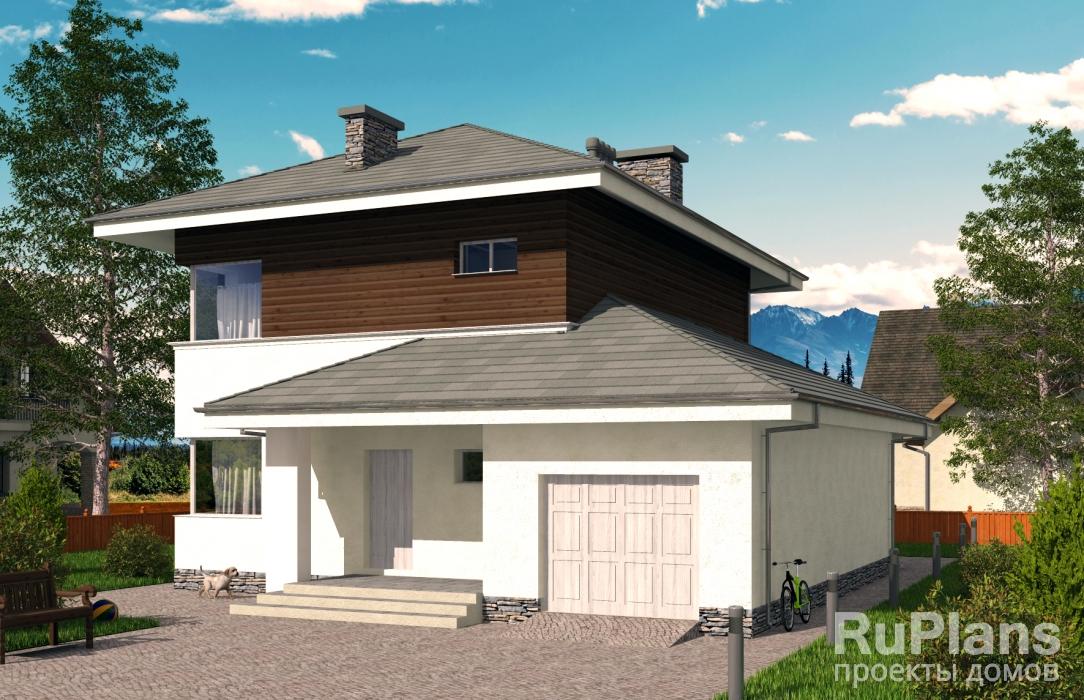 Двухэтажный дом с подвалом, гаражом, террасой и балконом Rg5129 - Вид1