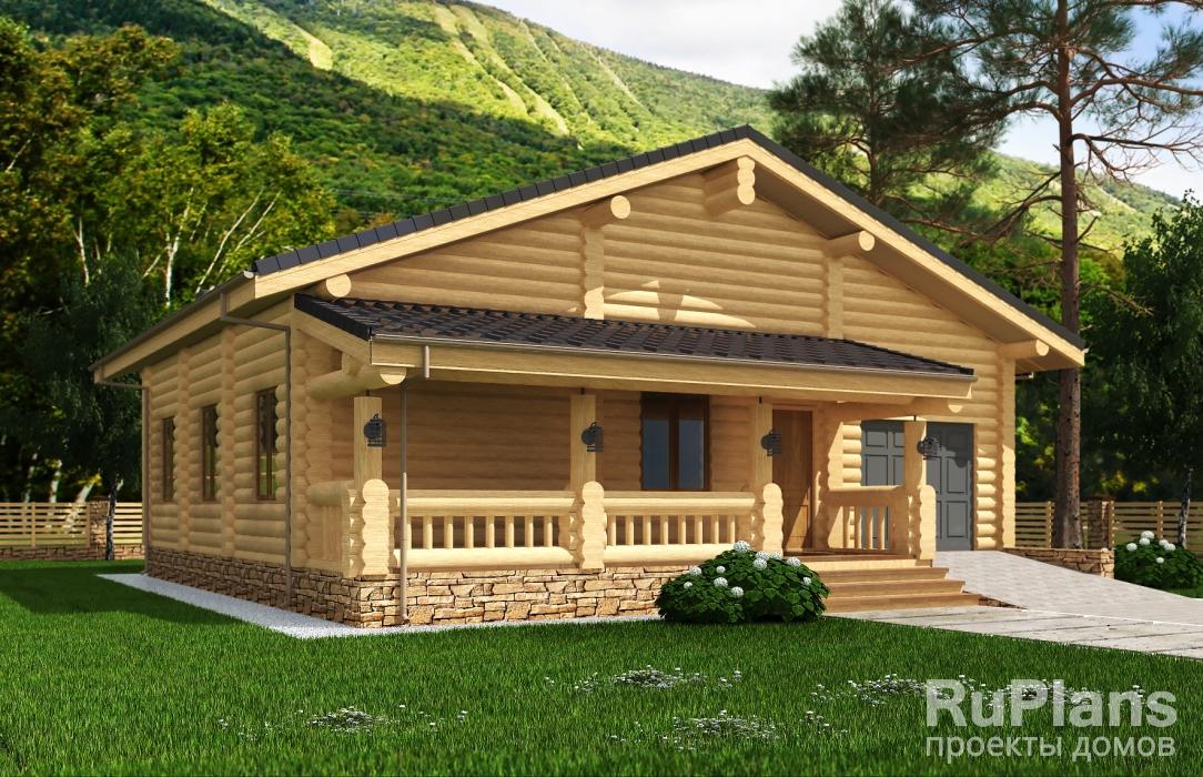 Проект деревянного дома с террасами и гаражом Rg5131z (Зеркальная версия) - Вид1