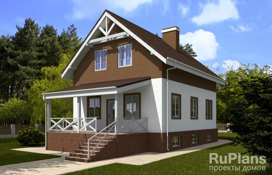 Индивидуальный одноэтажный жилой дом с подвалом, мансардой и террасой Rg5151z (Зеркальная версия) - Вид1