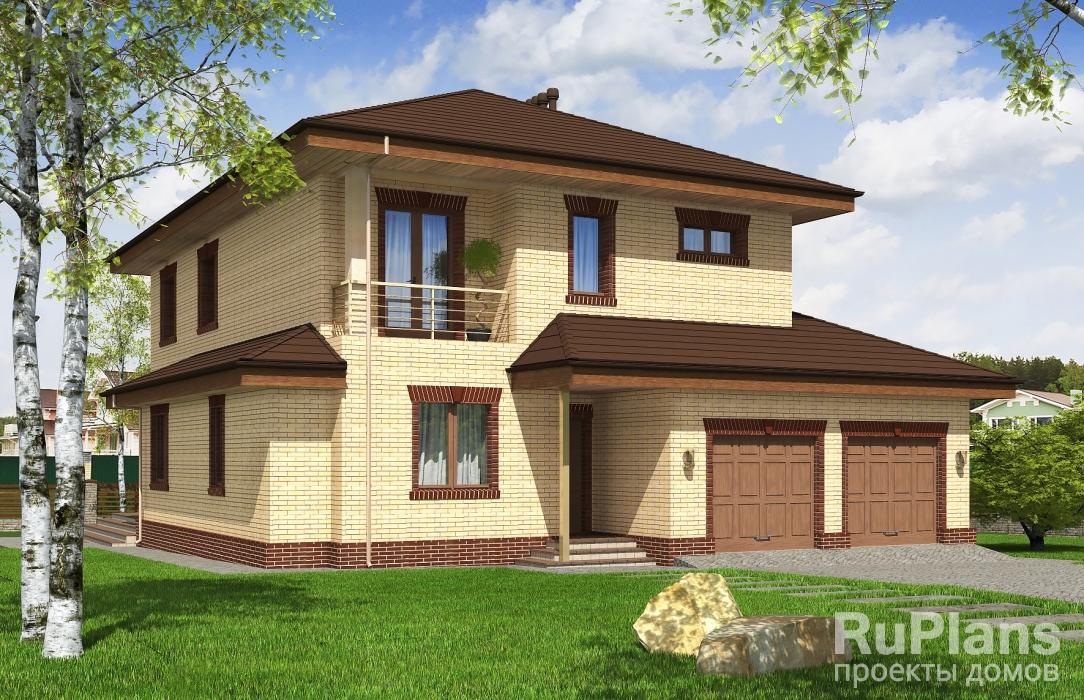 Проект двухэтажного жилого дома с гаражом и террасой Rg5157z (Зеркальная версия) - Вид1