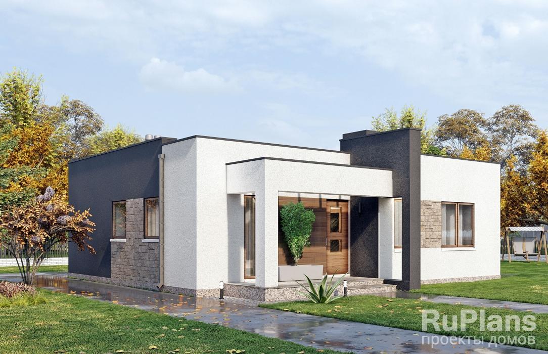 Проект одноэтажного жилого дома с террасой Rg5202z (Зеркальная версия) - Вид1