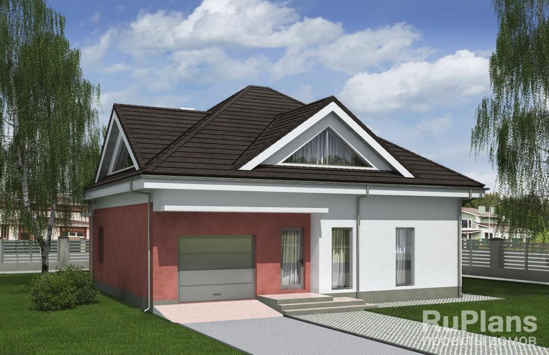 Проект одноэтажного жилого дома с мансардой и террасой Rg5228z (Зеркальная версия) - Вид1