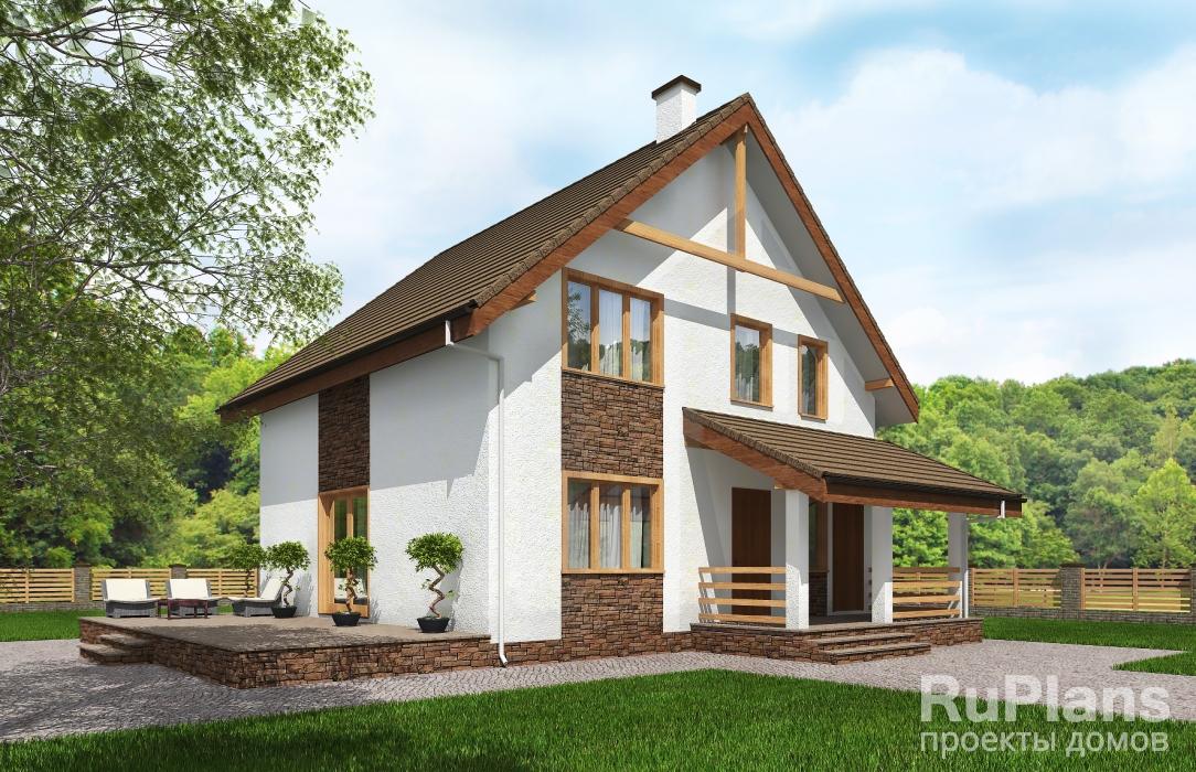 Одноэтажный дом с мансардой и террасой Rg5230 - Вид1