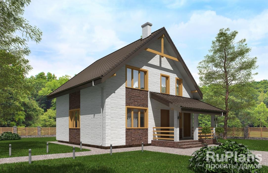 Одноэтажный дом с мансардой и террасой Rg5233 - Вид1