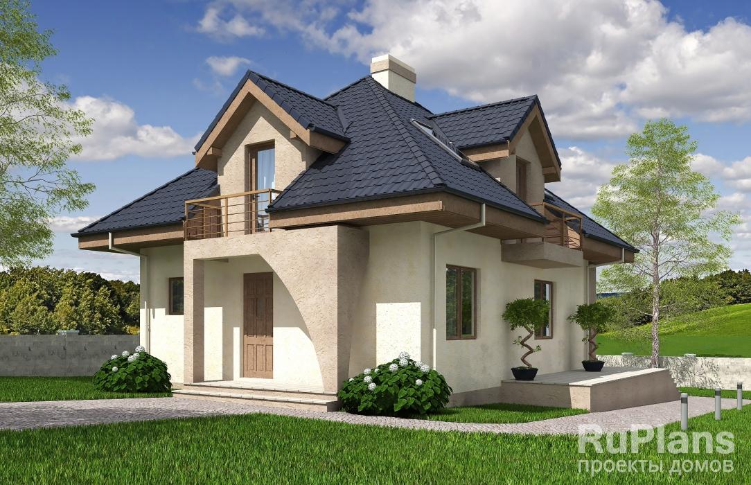 Одноэтажный дом с мансардой и террасой Rg5234 - Вид1