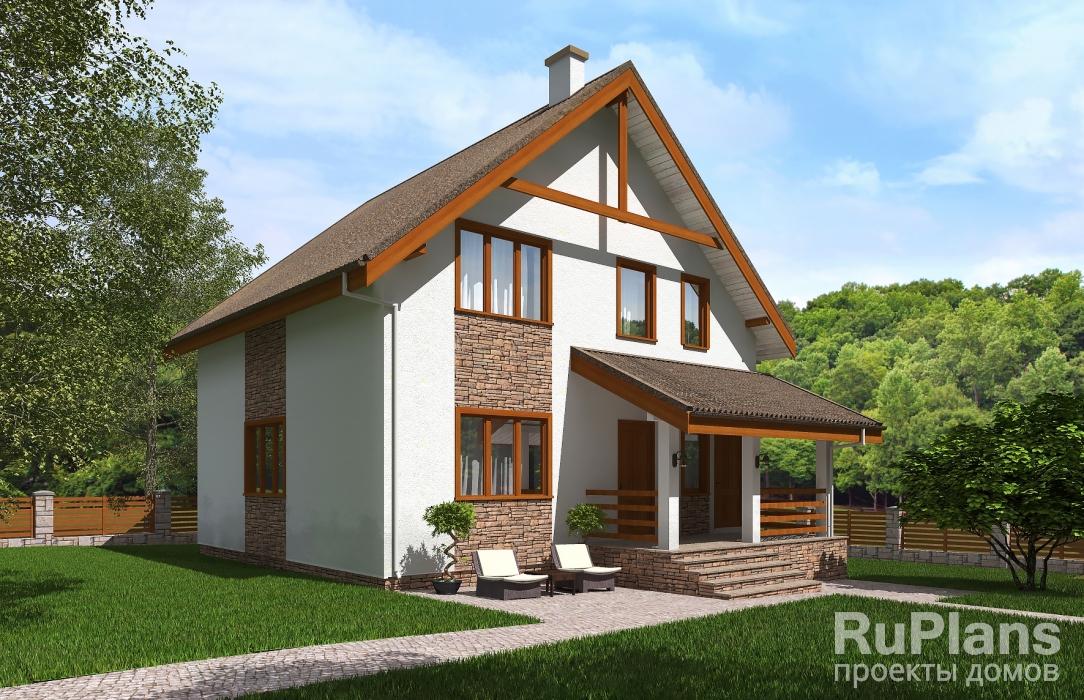 Одноэтажный дом с мансардой и террасой Rg5250 - Вид1