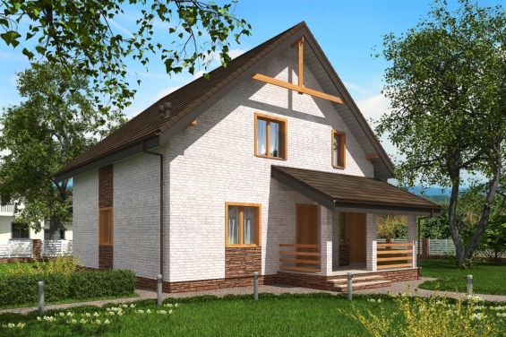 Rg5257 - Одноэтажный дом с мансардой и террасой