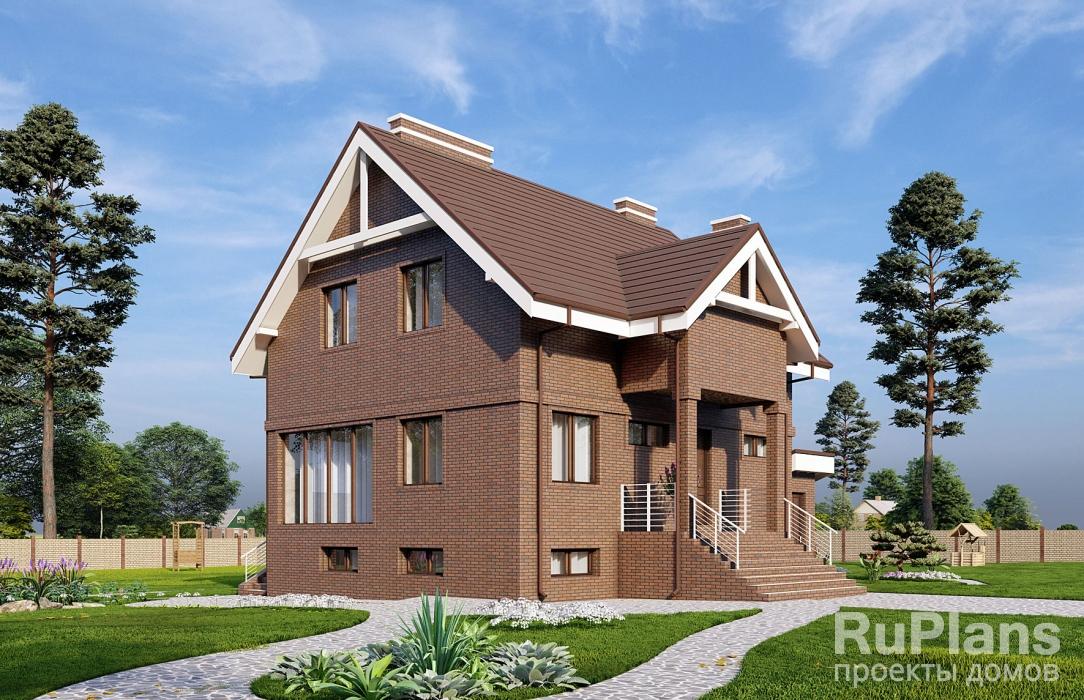 Одноэтажный дом с подвалом и мансардой Rg5267 - Вид1