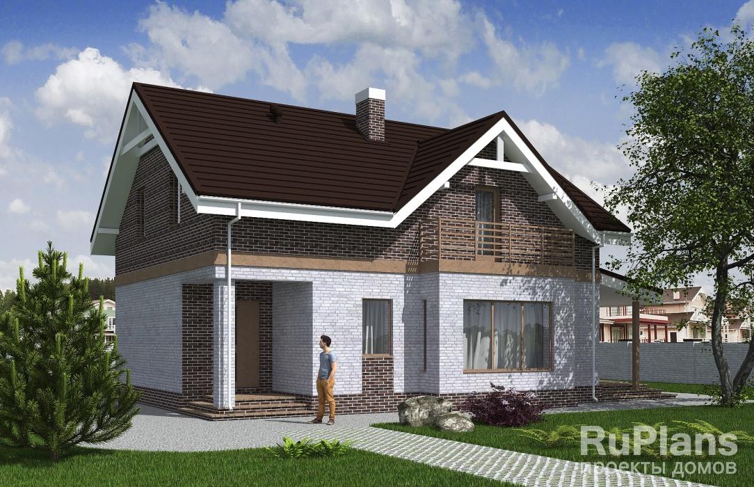 Проект одноэтажного дома с мансардой и террасой Rg5291 - Вид1