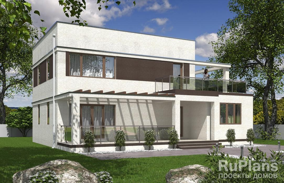 Проект двухэтажного дома с террасами Rg5370z (Зеркальная версия) - Вид1