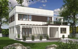 Проект двухэтажного дома с террасами Rg5370