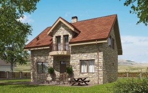 Одноэтажный дом с мансардой и  террасой Rg5403