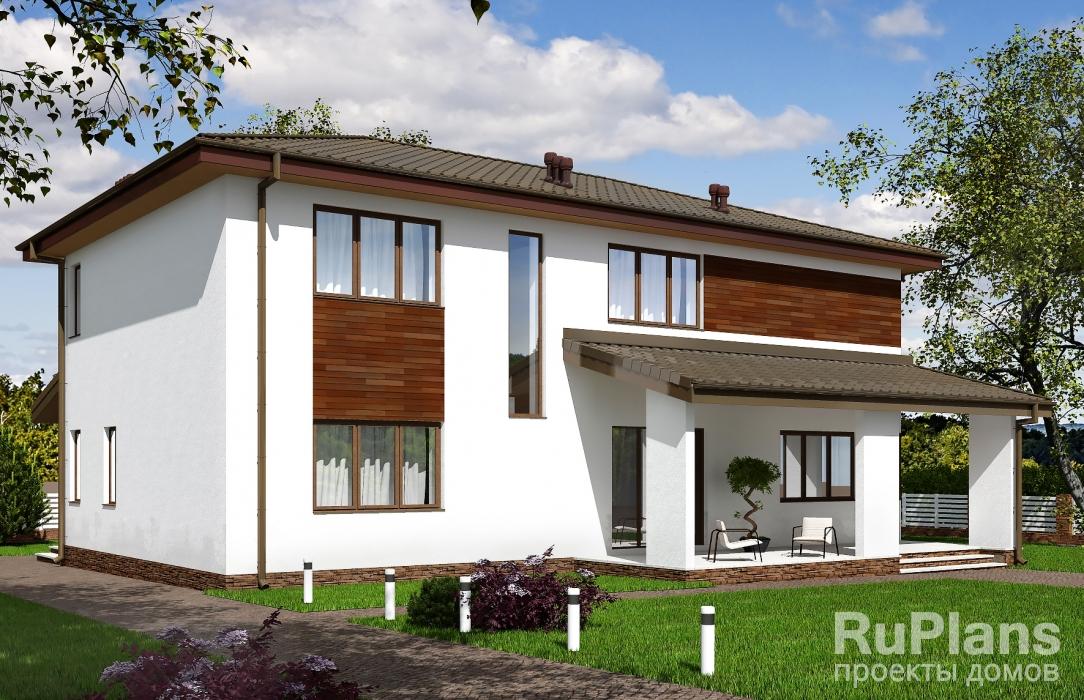 Проект двухэтажного дома с верандой и террасой Rg5412z (Зеркальная версия) - Вид1