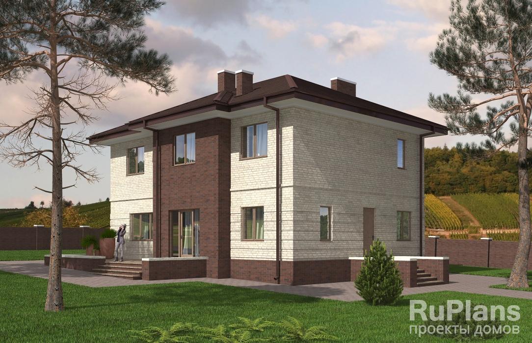 Проект двухэтажного дома с террасой Rg5425z (Зеркальная версия) - Вид1